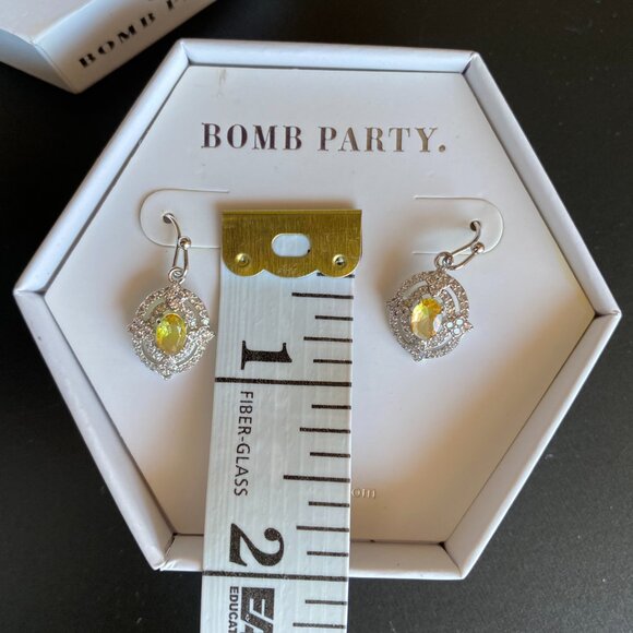 Bomb Party Endless Devotion Lab Created Lime Bi Earrings RBP3714 - Picture 3 of 5